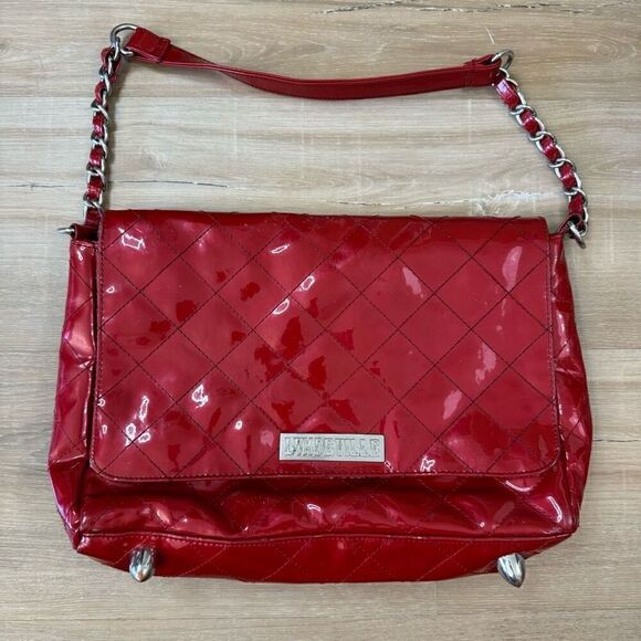 Y2K Lux De Ville Red Shiny Quilted Shoulder Bag Retro Rockabilly Gothic Rocker - Picture 1 of 9